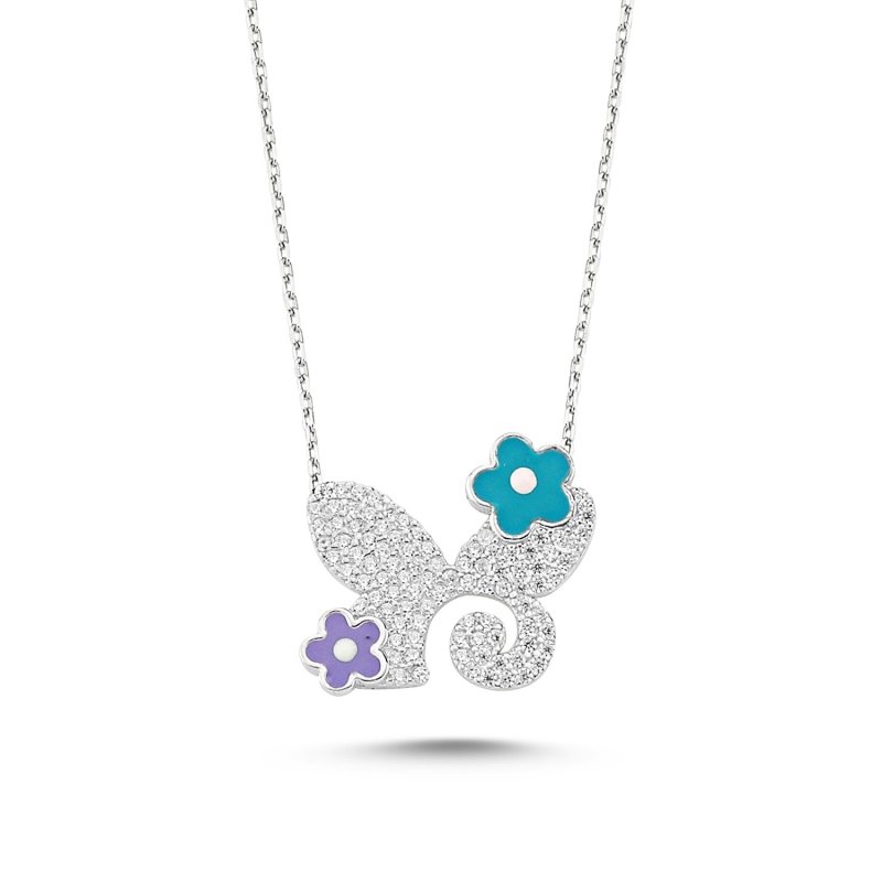 CZ Enamel Butterfly Necklace - N85680
