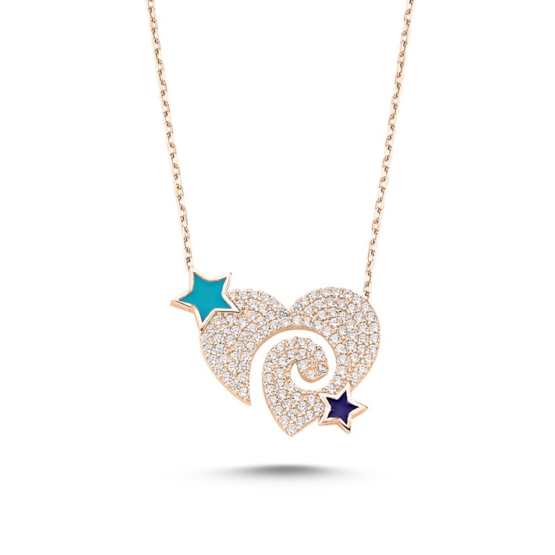 CZ Enamel Heart Necklace - N85681