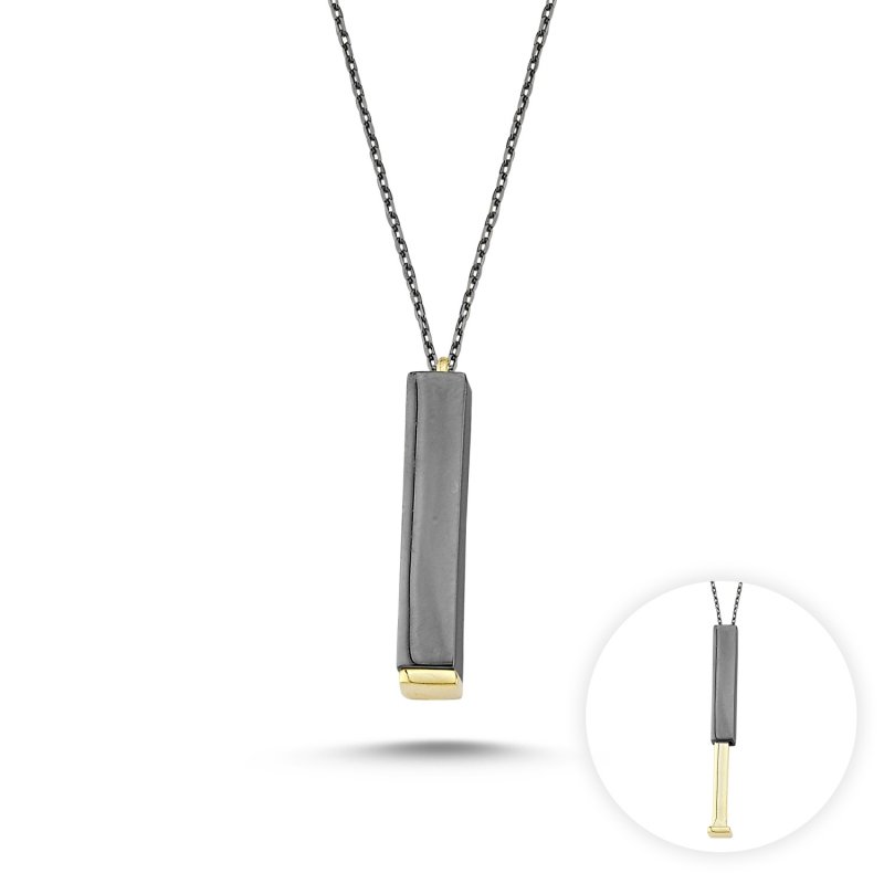 Black Rhodium Plated Sliding Stick Necklace - N85690