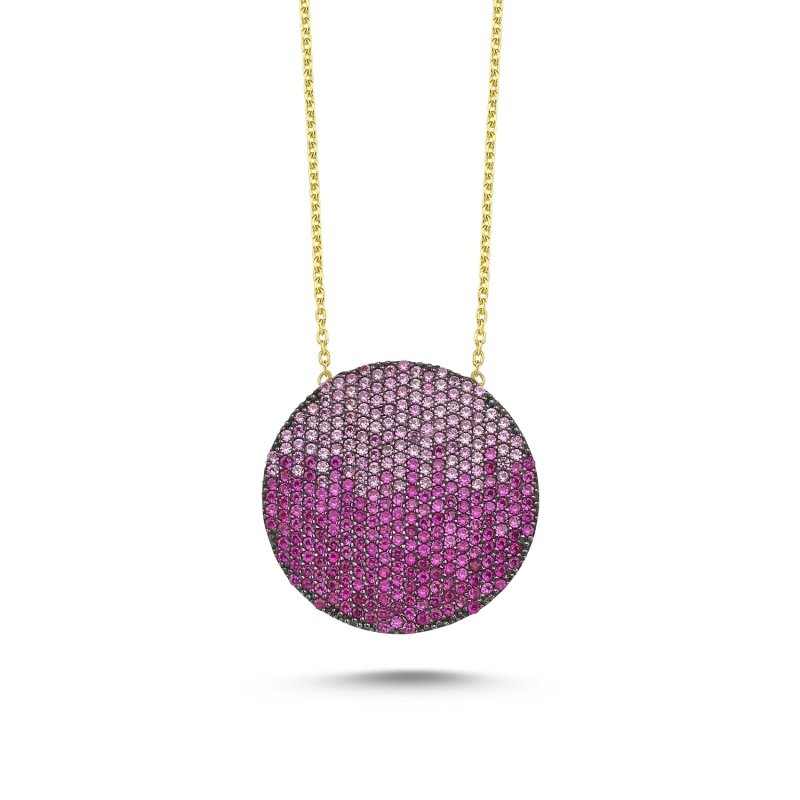 Pembe Tonlamalı Zirkon Taşlı Kolye - N85732