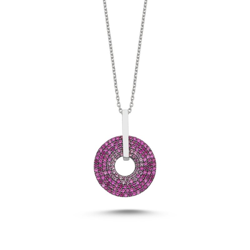 Movable Hoop Shades of Pink CZ Necklace - N85735