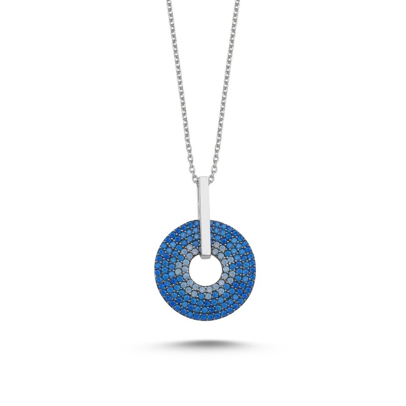 Movable Hoop Shades of Blue CZ Necklace - N85736