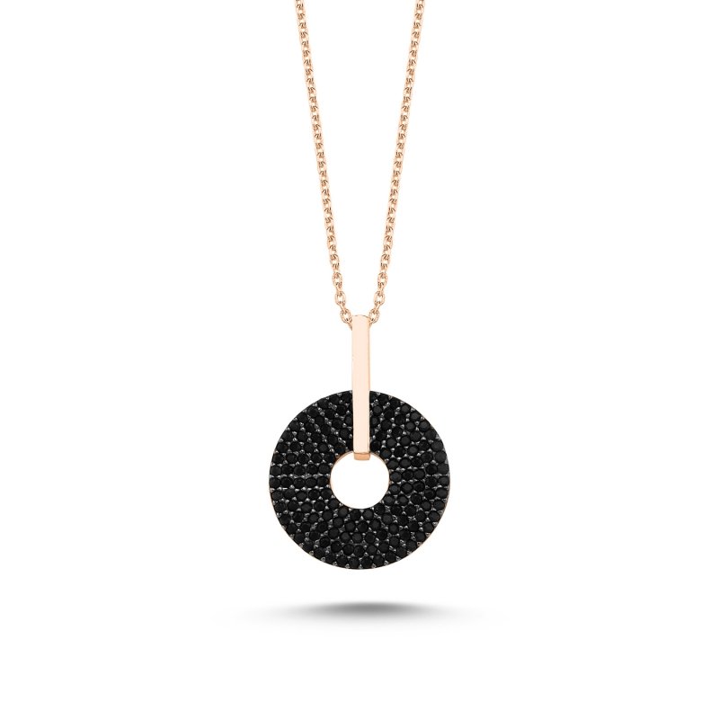 Movable Hoop Black CZ Necklace - N85738