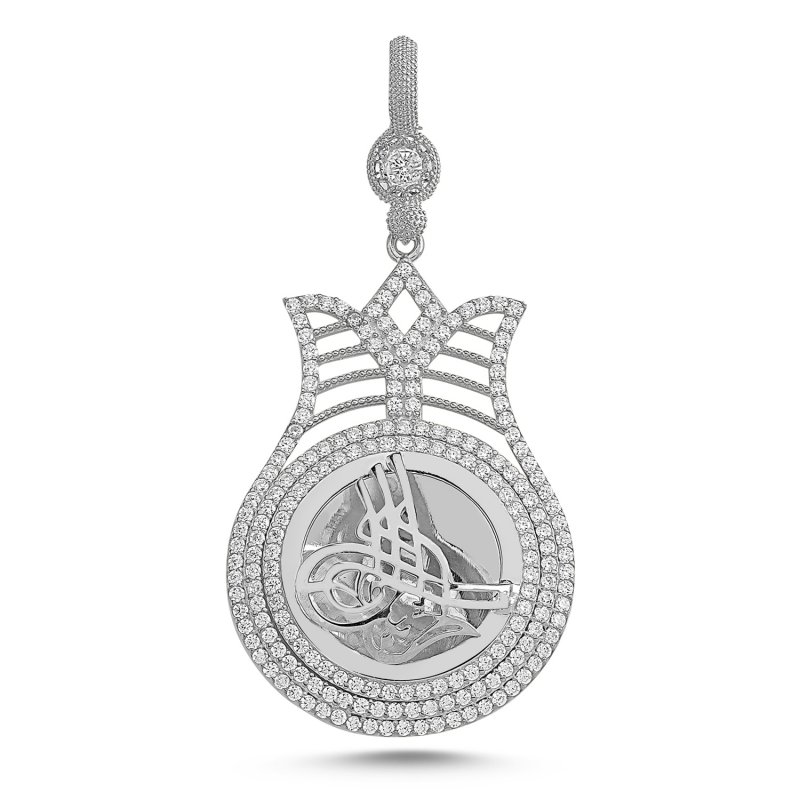 Zirkon Taşlı Osmanlı Tuğralı Kolye Ucu - P85867