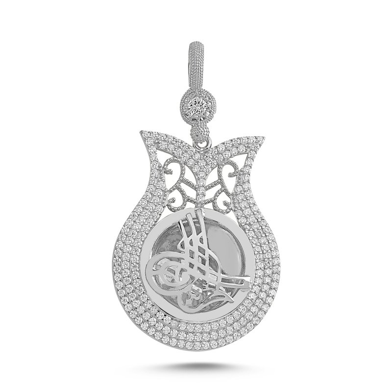 Zirkon Taşlı Osmanlı Tuğralı Kolye Ucu - P85868