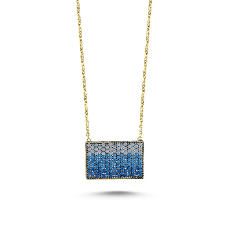 Nano Blue Toning Rectangle Necklace - N85886