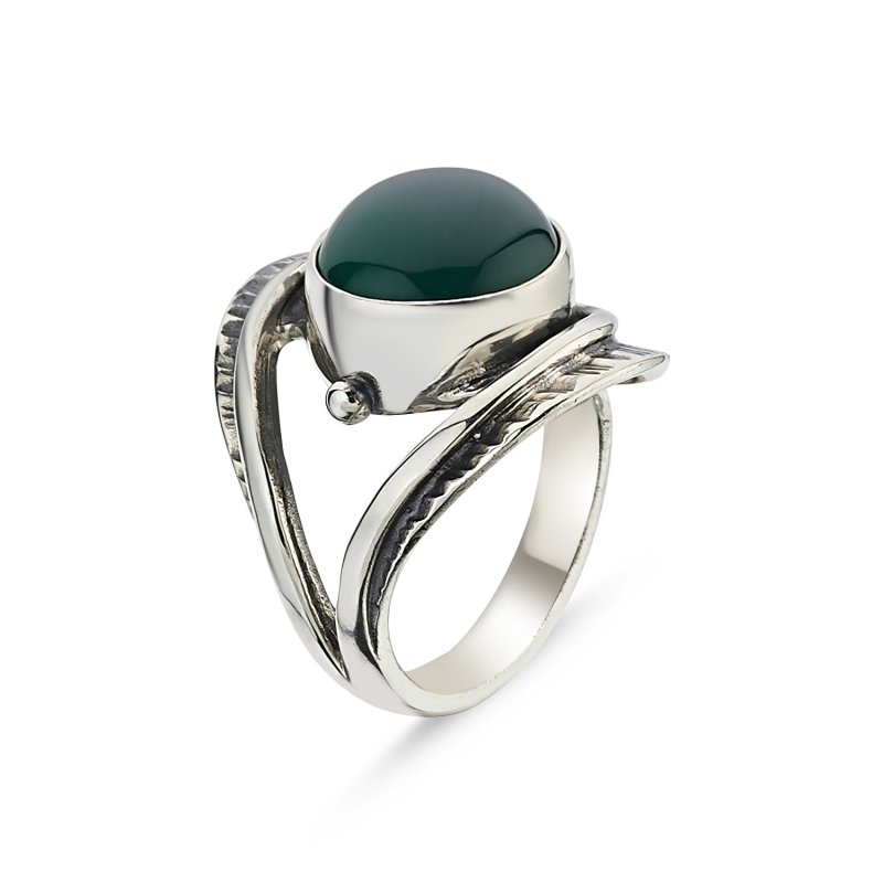 Green Agate Handmade Adjustable Size Ring - R85926