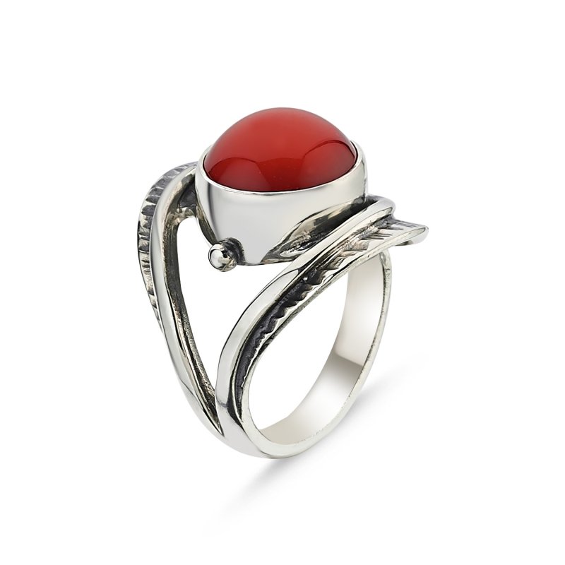 Coral Handmade Adjustable Size Ring - R85927