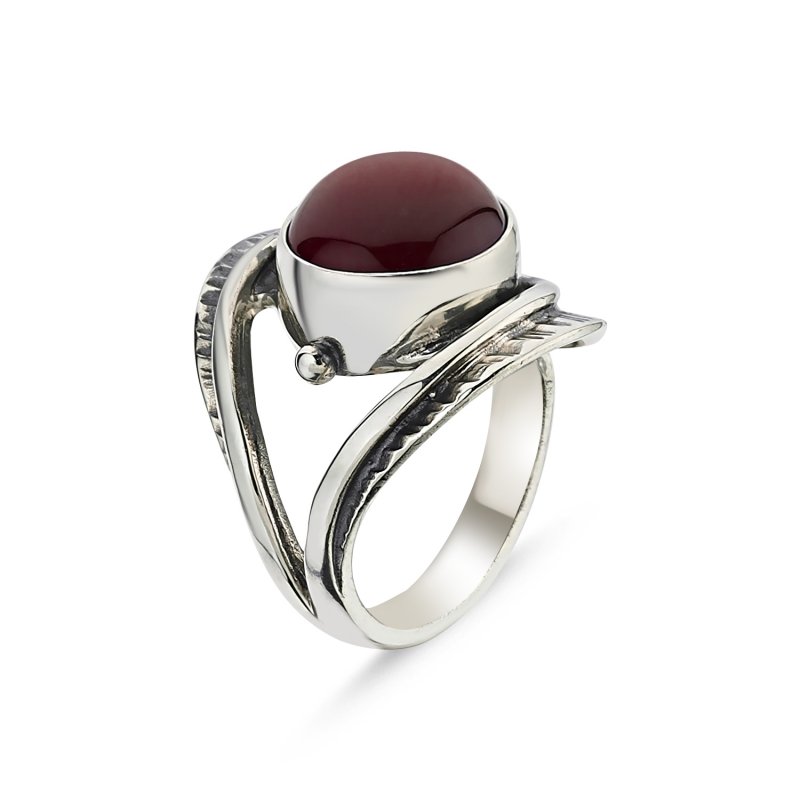 Red Agate Handmade Adjustable Size Ring - R85929