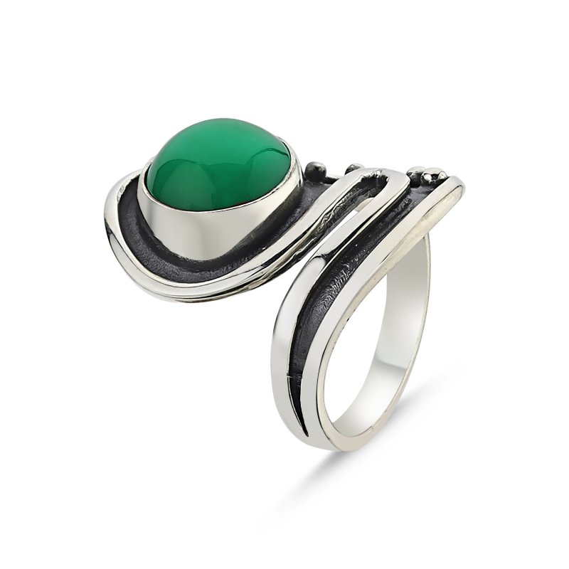 Green Agate Handmade Ring - R85942