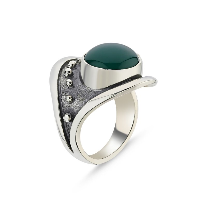 Green Agate Handmade Ring - R85988