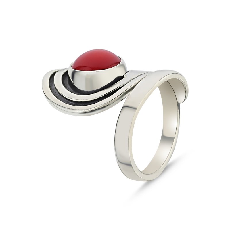 Coral Handmade Adjustable Size Ring - R86008