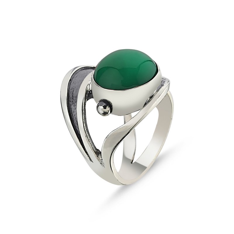 Green Agate Handmade Ring - R86067