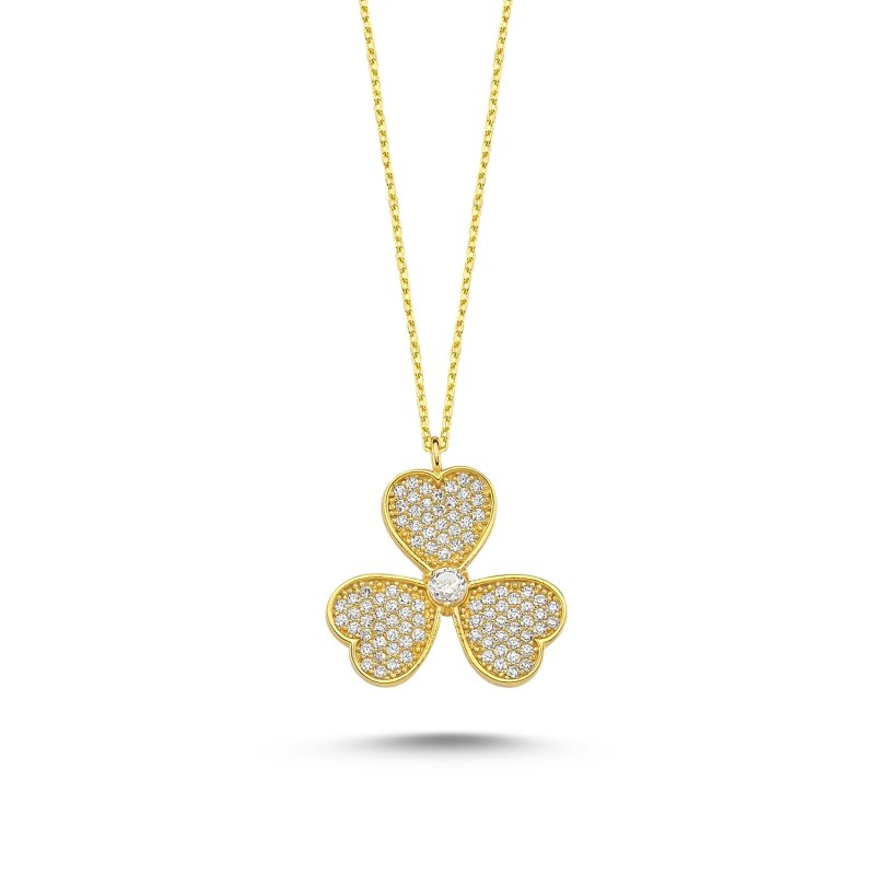 CZ 3 Leaf Heart Clover Necklace - N86145