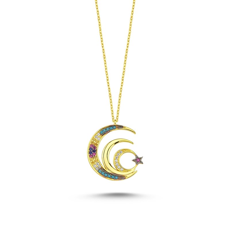 Star And Crescent Mix Color Necklace - N86162