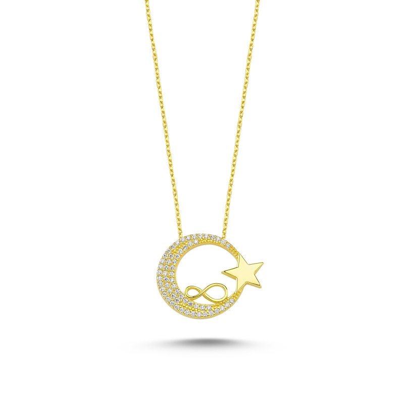 Infinity with Star and Crescent Necklace with CZ - N86169