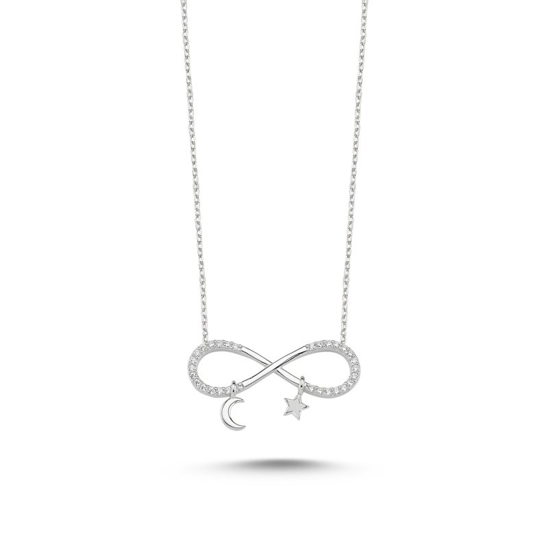 CZ Infinity with Star and Crescent Necklace - N86170