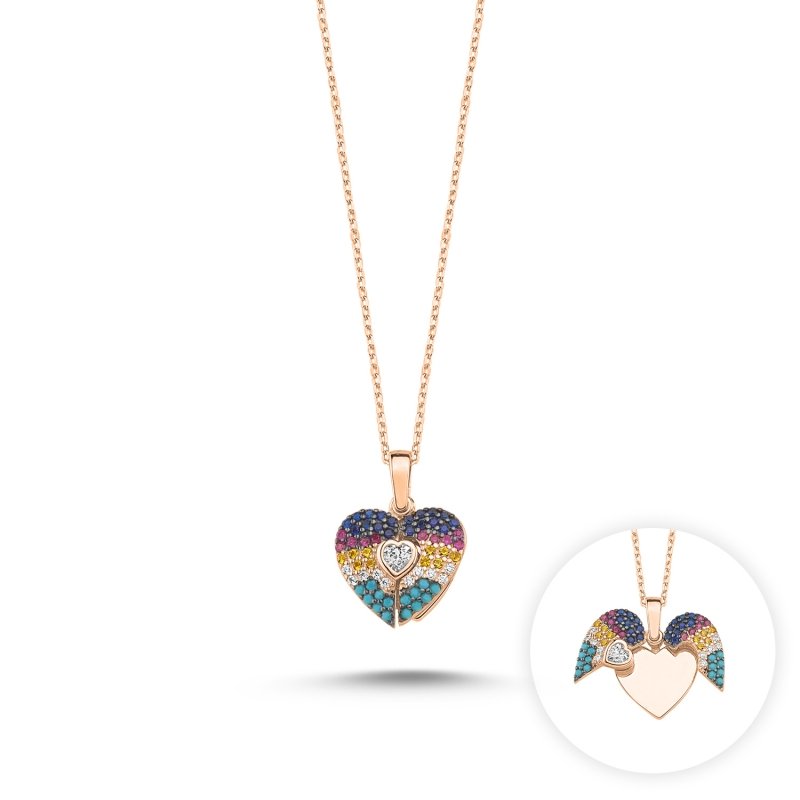 Sliding Heart Necklace with Mix Stone - N86176