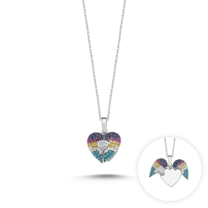 Sliding Heart Necklace with Mix Stone - N86176