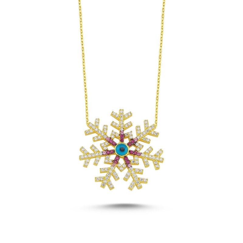 CZ Snowflake Necklace With Evil Eye - N86181
