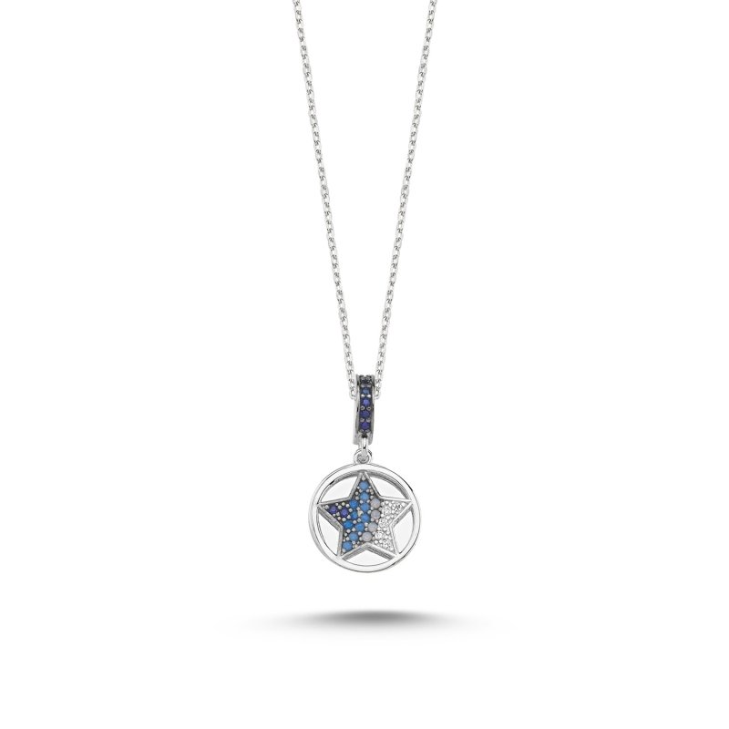Shades Of Blue CZ Star Necklace - N86191