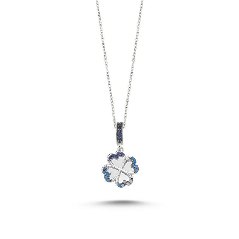 Shades of Blue CZ Clover Necklace - N86192