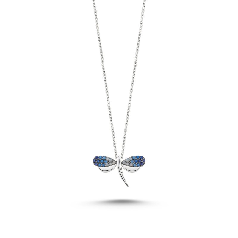 Shades Of Blue CZ Dragonfly Necklace - N86202