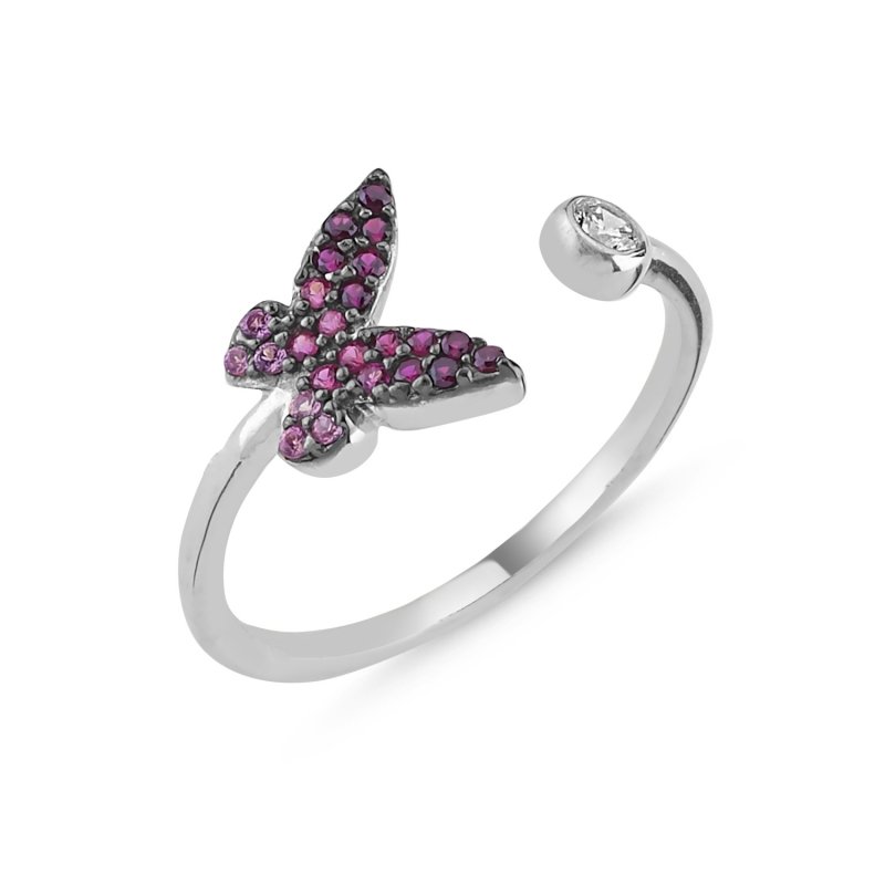 Shades of Pink CZ Butterfly Adjustable Size Ring - R86222