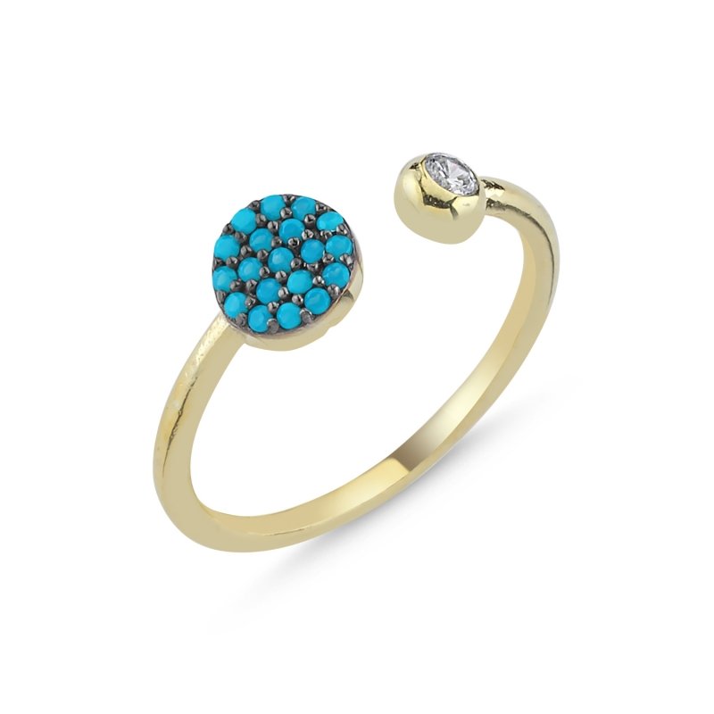 Round Turquoise CZ Adjustable Size Ring - R86229