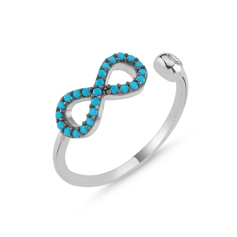 Turquoise CZ Infinity Adjustable Size Ring - R86243