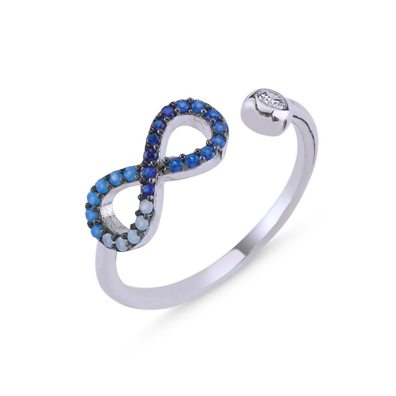 Shades Of Blue CZ Infinity Adjustable Size Ring - R86245
