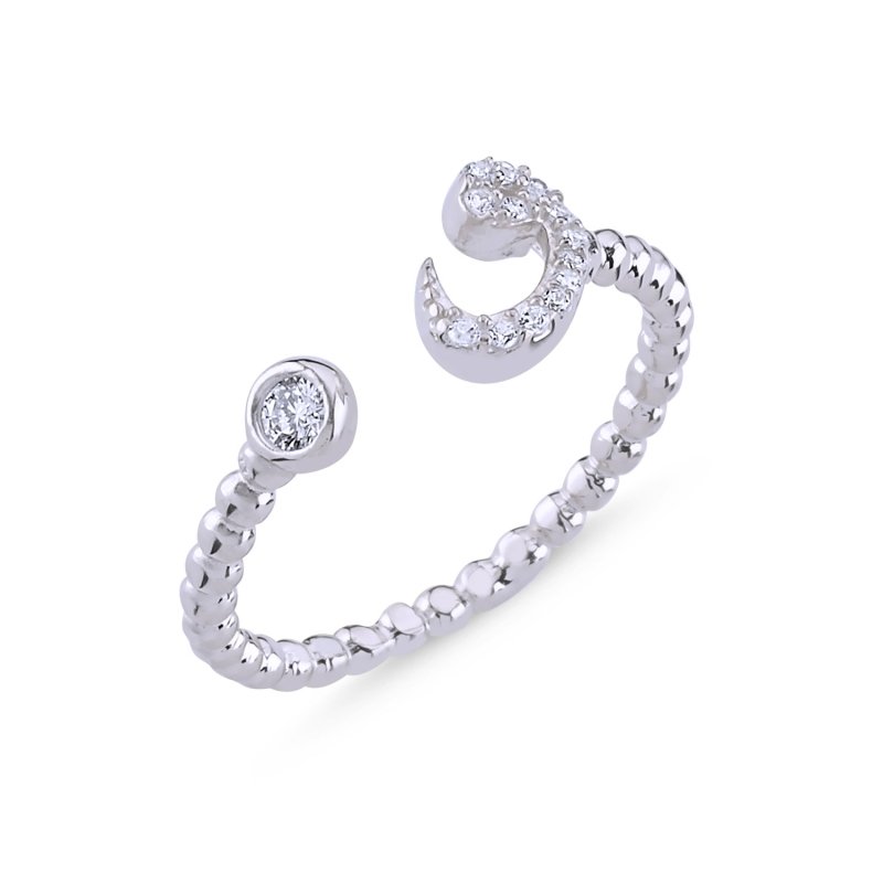 White CZ Adjustable Size Waw Ring - R86258