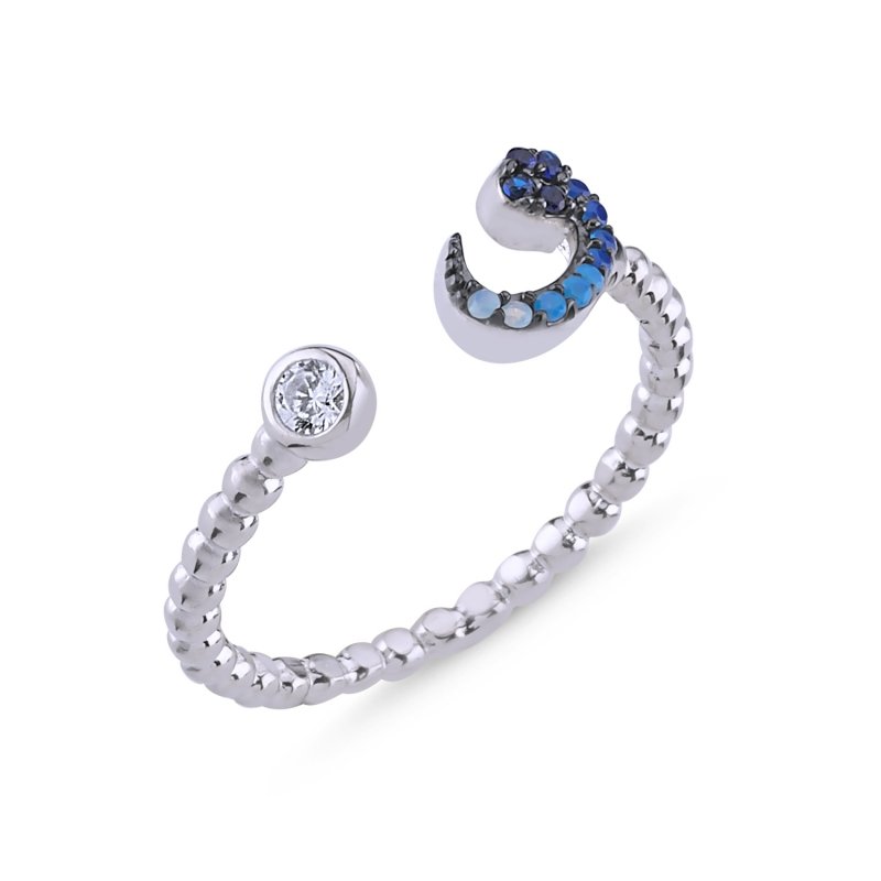 Shades Of Blue CZ Adjustable Size Waw Ring - R86261