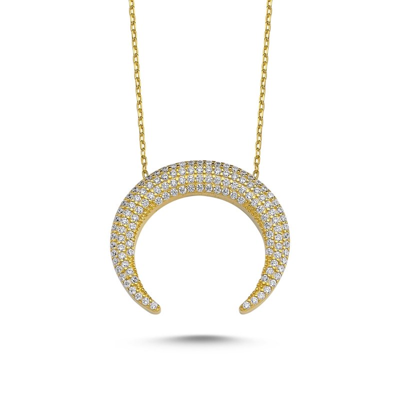 CZ Double Horn Necklace - N86316