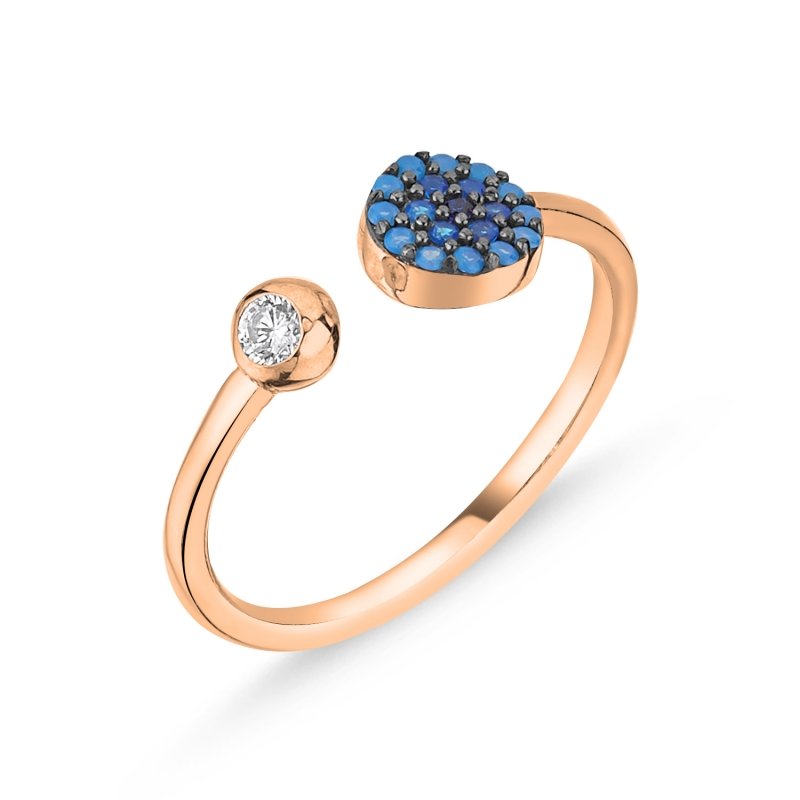 Round Shades Of Blue CZ Adjustable Size Ring - R86334
