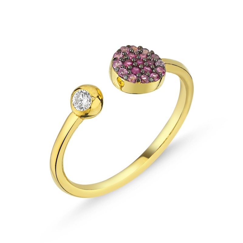 Round Shades Of Pink CZ Adjustable Size Ring - R86335