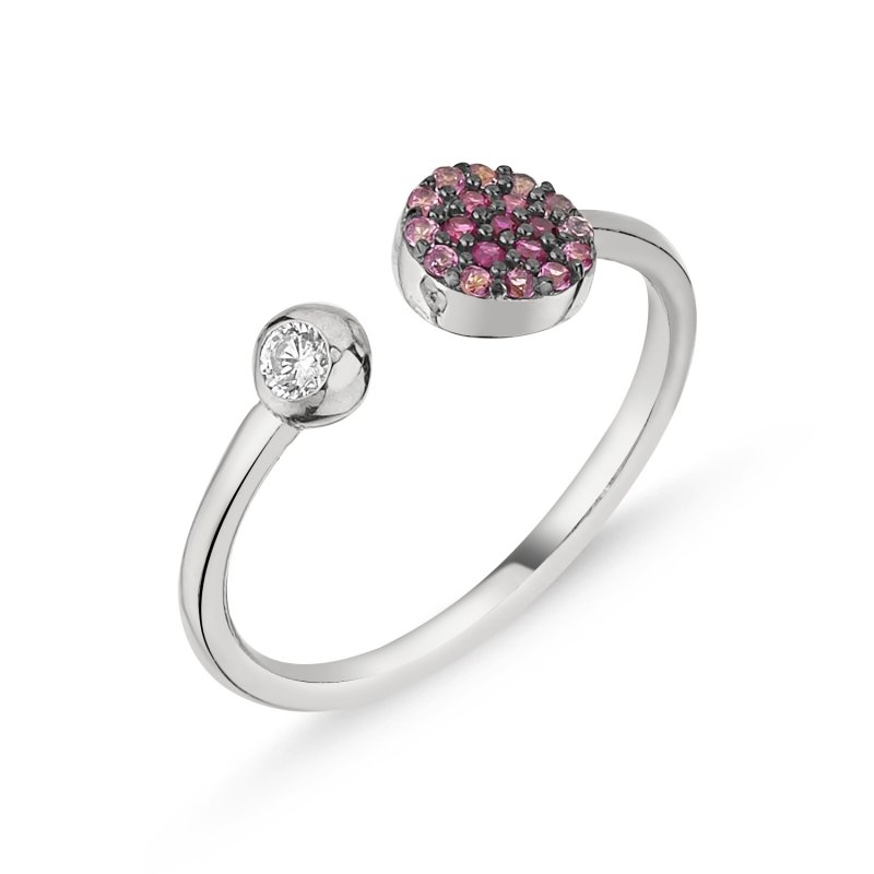 Round Shades Of Pink CZ Adjustable Size Ring - R86335