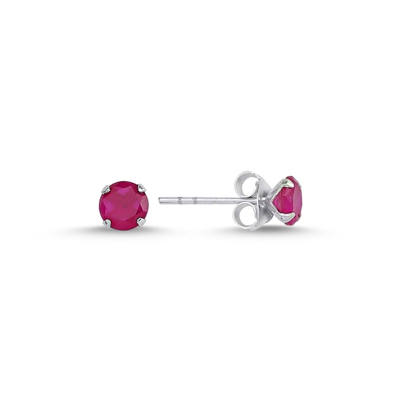 5mm Round Solitaire Opaque Ruby CZ Stud Earrings - E86413