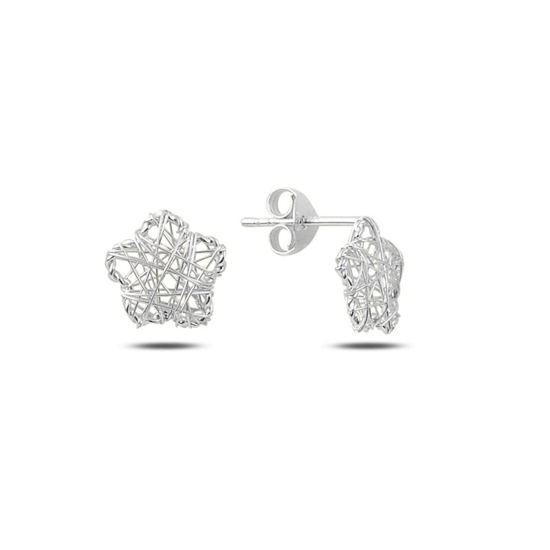 Braided Wire Nest Daisy Stud Earrings - E86527