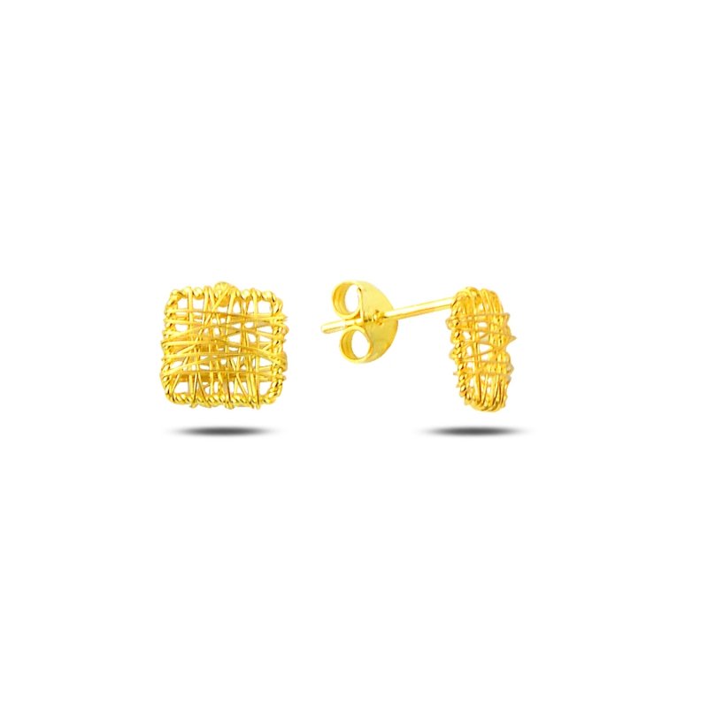 Square Braided Wire Nest Stud Earrings - E86534