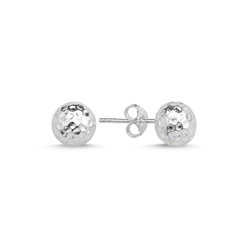 8mm Hammered Ball Stud Earrings - E86675