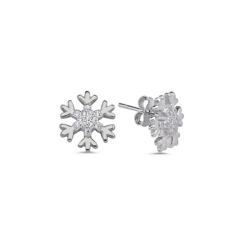 CZ Snowflake Stud Earrings - E86761