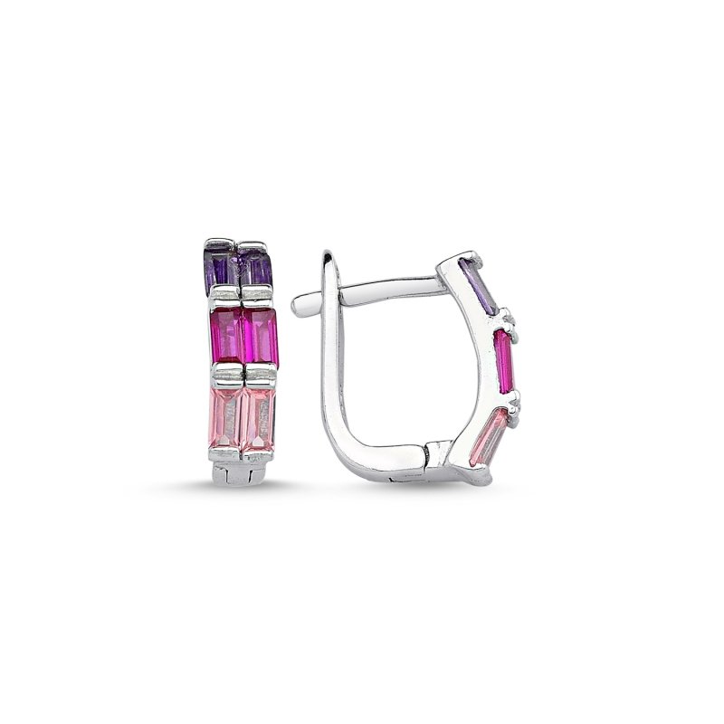Multi Color Baguette CZ Earrings - E86772