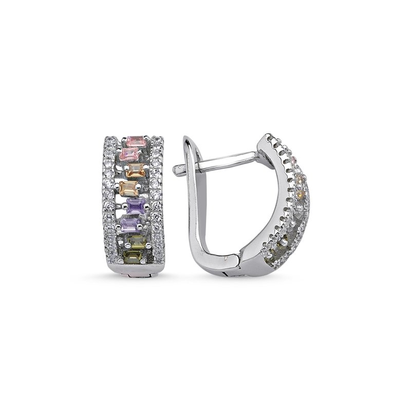 Multi Color Baguette CZ Earrings - E86774