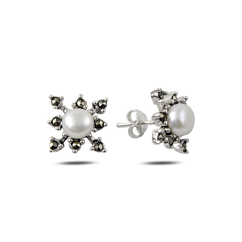 Pearl & Marcasite Stud Earrings - E86887