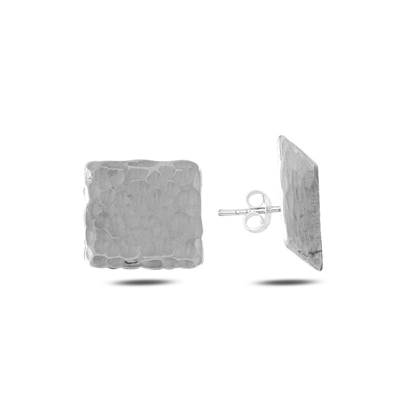 Square Hammered Stud Earrings - E86957