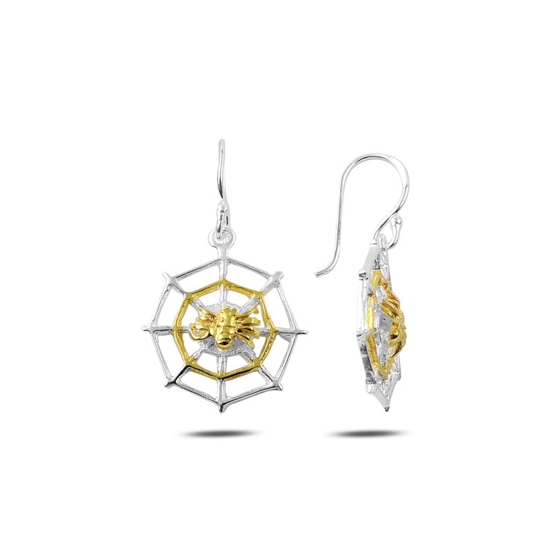 Gold Plated Spider & Web Earrings - E86983