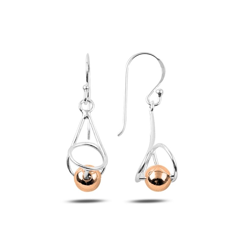 Rose Gold Plated Dangle Ball Earrings - E86997