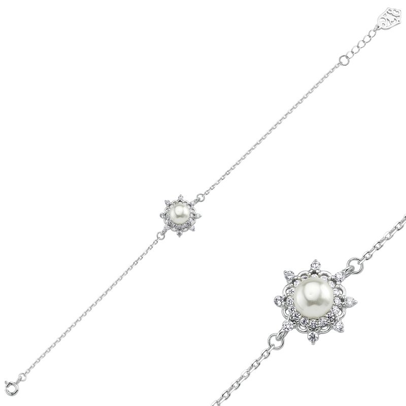 Pearl & CZ Bracelet - B87092