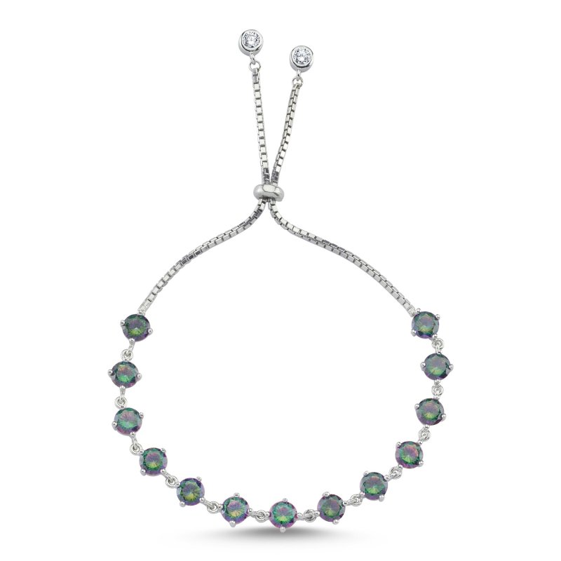 Mystic Topaz CZ Line Adjustable Sliding Bracelet - B87235